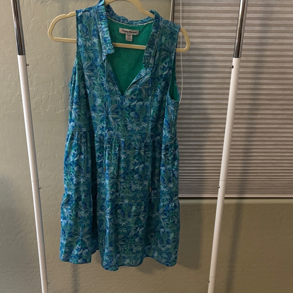 Tommy Bahama Teal and Blue Patterned dress M